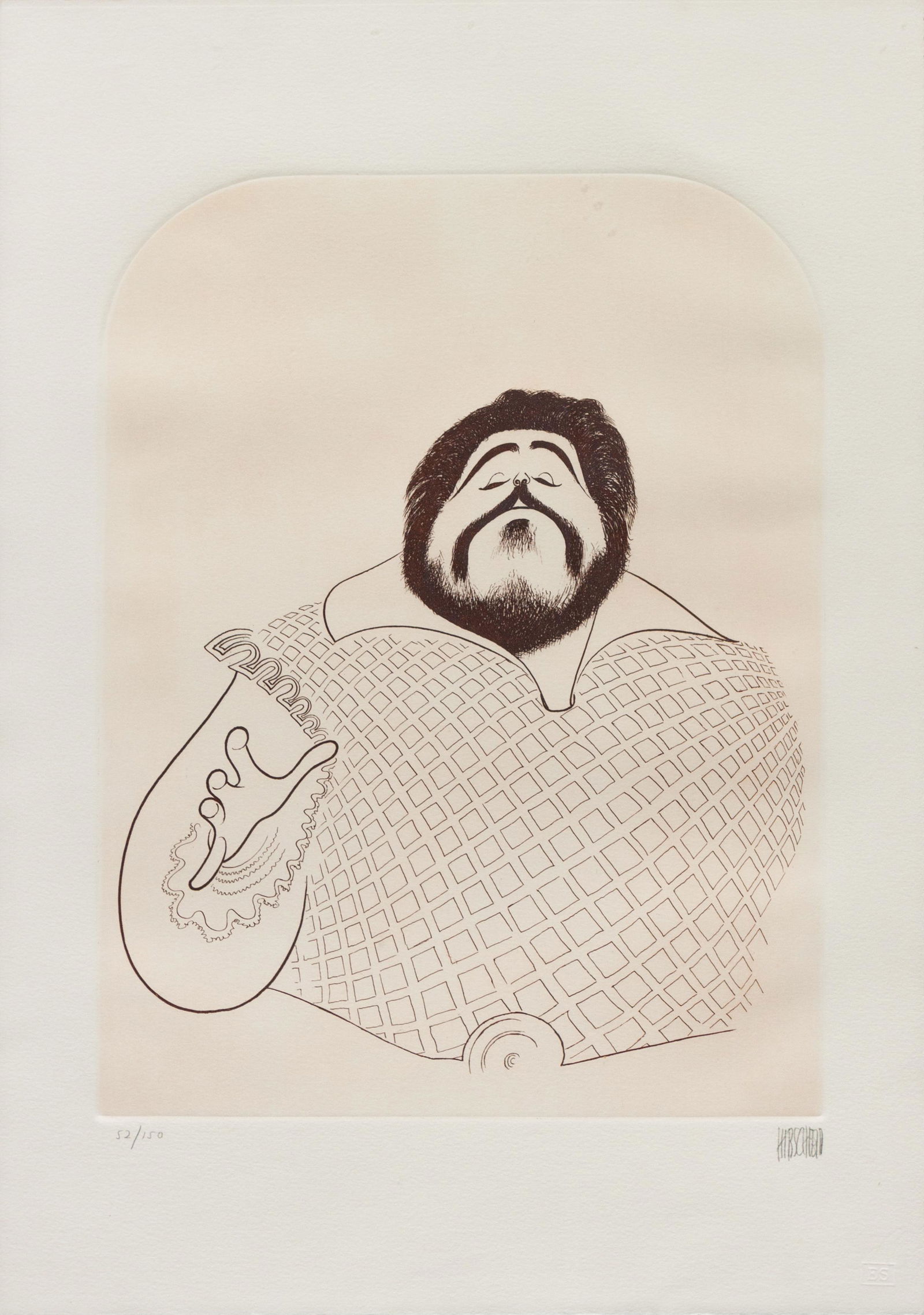 Al Hirschfeld (American, 1903-2003) Pavarotti, edition (1 of 4)