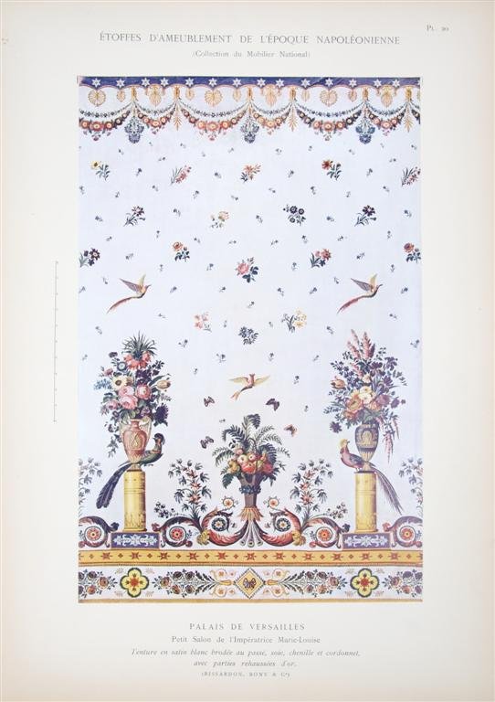 (ARCHITECTURE) DUMONTHIER, ERNEST. Etoffes d'Ameub: (ARCHITECTURE) DUMONTHIER, ERNEST Etoffes d'Ameublement de l'Epoque Napoleonienne. Preface by Frederic Masson. Paris: Charles Schmid, 1909. Portfolio, loose as issued in gilt lettered green cloth-back