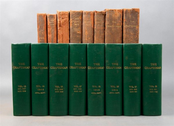 (ARCHITECTURE) STICKLEY, GUSTAV. The Craftsman. 21: (ARCHITECTURE) STICKLEY, GUSTAV The Craftsman: and illustrated monthly magazine. A group of 21 volumes as follows: vols. 1-8 and Volumes 13-26 (without 16). Craftsman Publishing, 1902-1914. 21 vols. 8