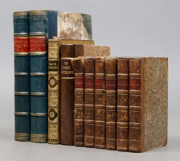 (BINDINGS) A group of 10 volumes.: (BINDINGS) A group of ten volumes. Including Wonderful Characters. By Henry Wilson. Volumes 1-2 (of 3) only. London, 1921-1827.