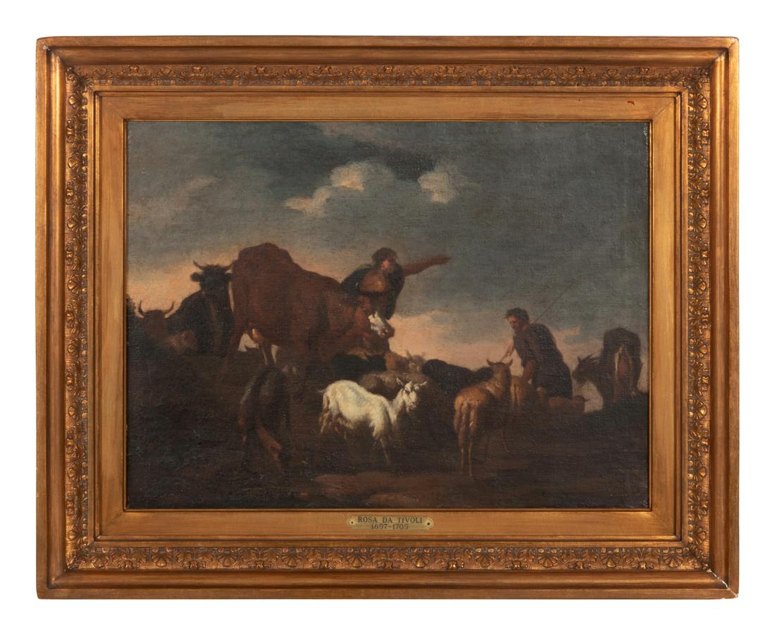 Manner of Philipp Peter Roos (German, 1655-1706): Manner of Philipp Peter Roos (German, 1655-1706) Shepherds and their Flock oil on canvas 14 1/4 x 18 1/4 inches. Property from the Collection of Michael Sarver, Paradise Valley, Arizona