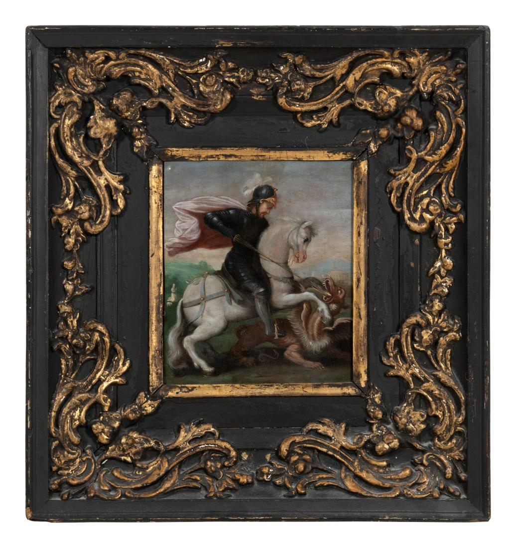 Likely Flemish School, 17th Century: Likely Flemish School, 17th Century St. George Slaying the Dragon oil on copper 8 1/4 x 6 1/2 inches. Provenance: Alfred Bader, Milwaukee, 1 December 1982 (with invoice) Property from the Collec