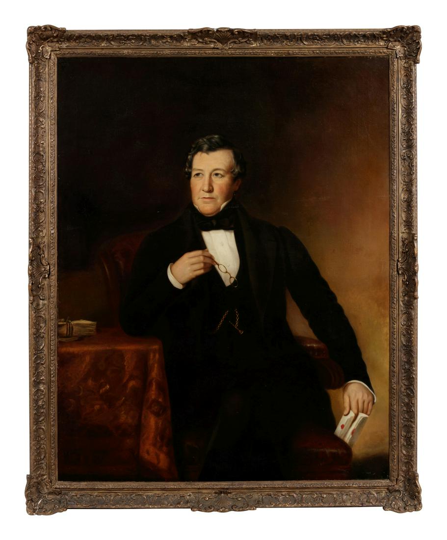British School, 19th Century: British School, 19th Century Portrait of a Seated Gentleman oil on canvas 51 1/2 x 40 1/4 inches. Property from Lawry's The Prime Rib, located in the historic L. Hamilton McCormick Mansion, Chicago, I