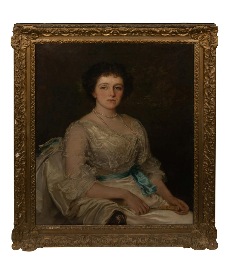 John Hanson Walker (British, 1844-1933): John Hanson Walker (British, 1844-1933) Portrait of a Lady oil on canvas 34 x 28 inches. Property from the Collection of Robby Davison, Rockford, Illinois