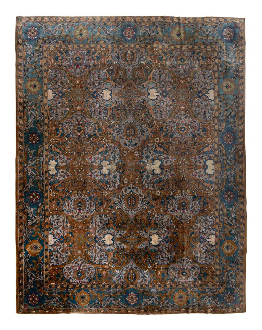 An Agra Wool Rug: An Agra Wool Rug Early 20th Century 14 feet 11 inches x 11 feet 11 inches. Property from the Collection of Mark and Patricia McGrath, Chicago, Illinois