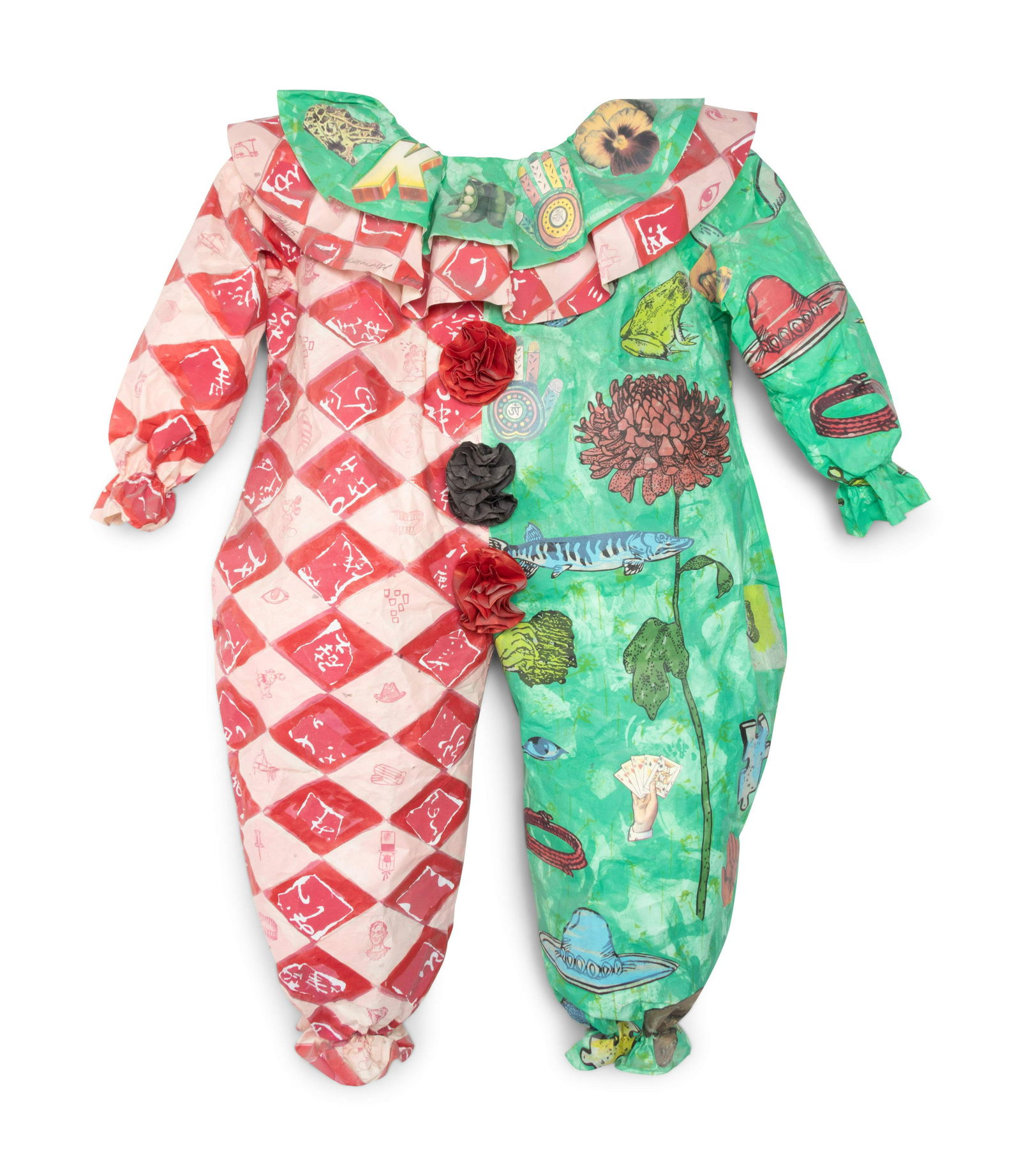 Jane Hammond (American, b. 1950) Clown Suit, 1995: Jane Hammond (American, b. 1950) Clown Suit, 1995 three-dimensional color lithograph with silkscreen collage signed and dated in pencil on collar 60 x 40 x 5 inches. Provenance: Lemberg Gallery, Fernd