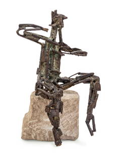 Abbott Pattison (American, 1916-1999) Untitled: Abbott Pattison (American, 1916-1999) Untitled (Abstract Seated Figure) bronze signed Pattison Height: 16 inches. Property from the Collection of Leonard Stark, Chicago, Illinois