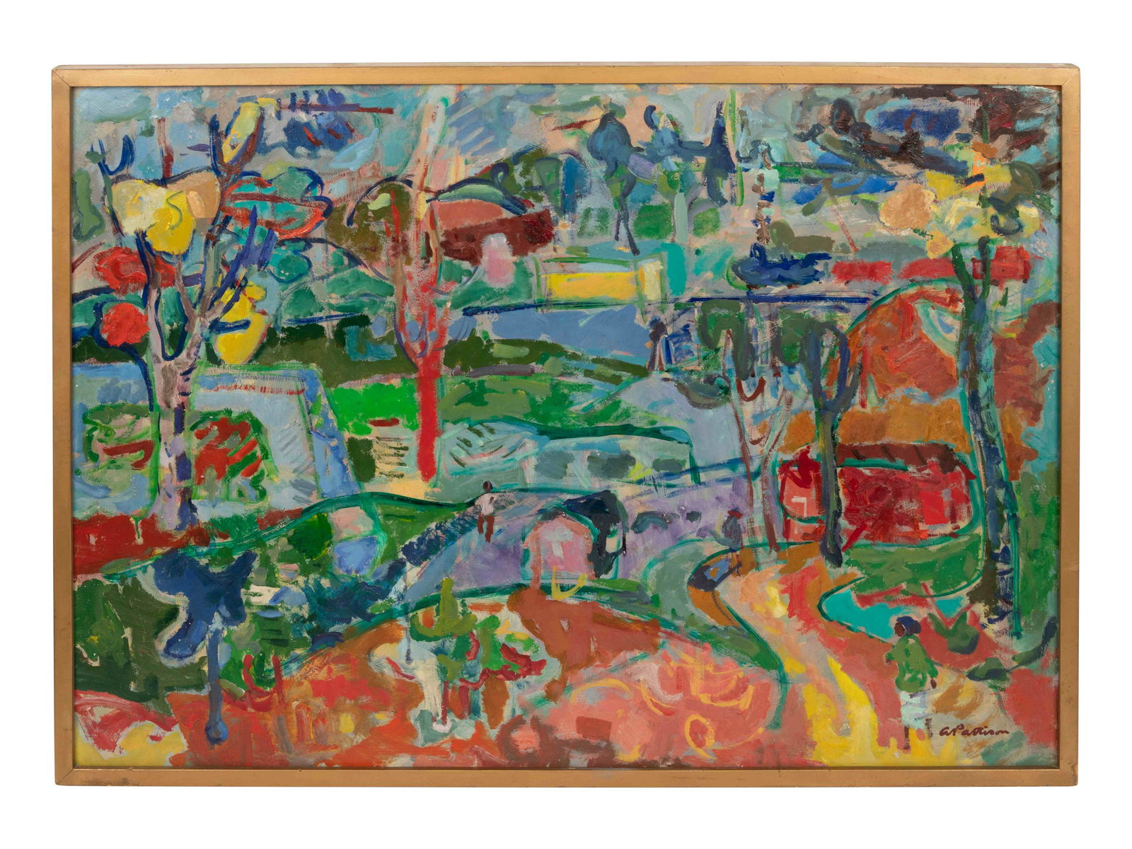 Abbott Pattison (American, 1916-1999) Landscape: Abbott Pattison (American, 1916-1999) Landscape oil on masonite signed A Pattison (lower right) 30 x 39 3/4 inches. Provenance: Edward H. Weiss The Menninger Foundation, Topeka, Kansas, gift of the ab