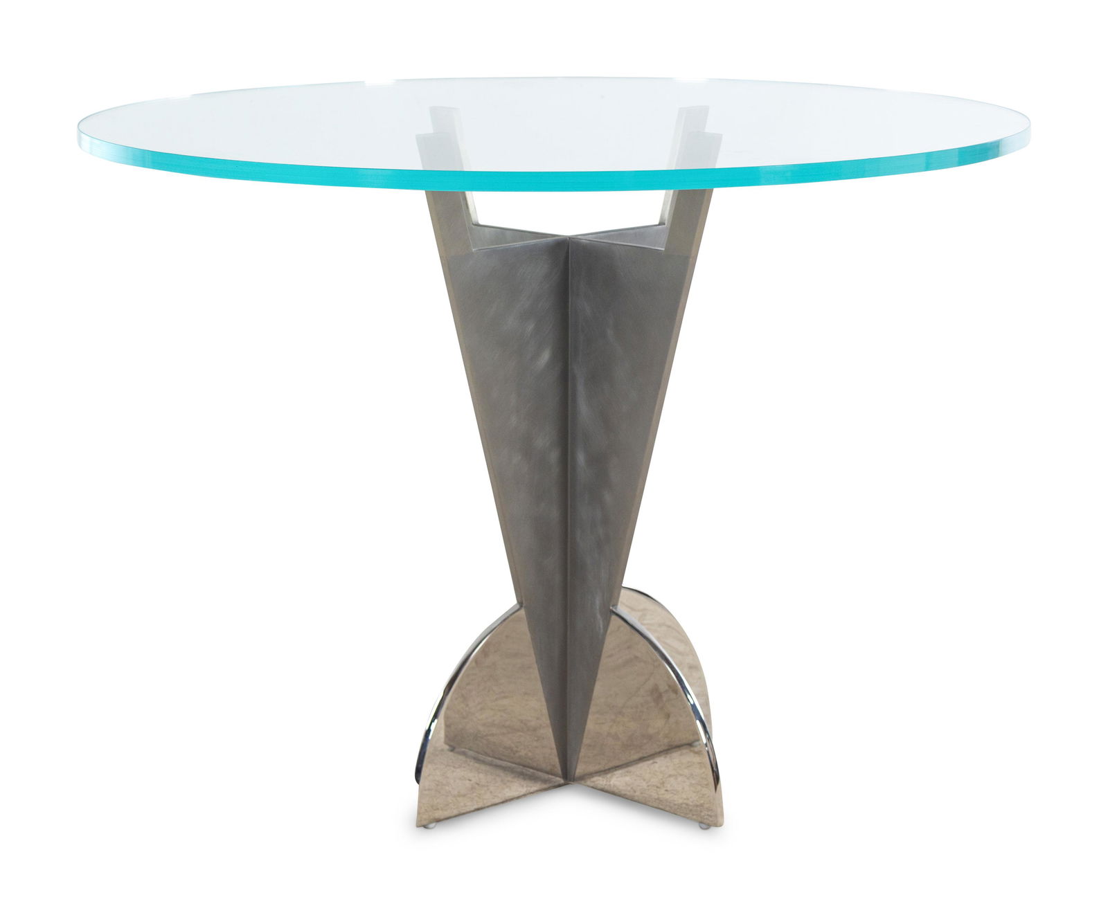 Stanley Jay Friedman (American, Mid 20th Century) Table: Stanley Jay Friedman (American, Mid 20th Century) Arrowhead Table, c. 1980, Brueton, USA metal, glass unmarked H 29 x Diameter 40 inches. Property from the Collection of Leonard Stark, Chicago, Illino