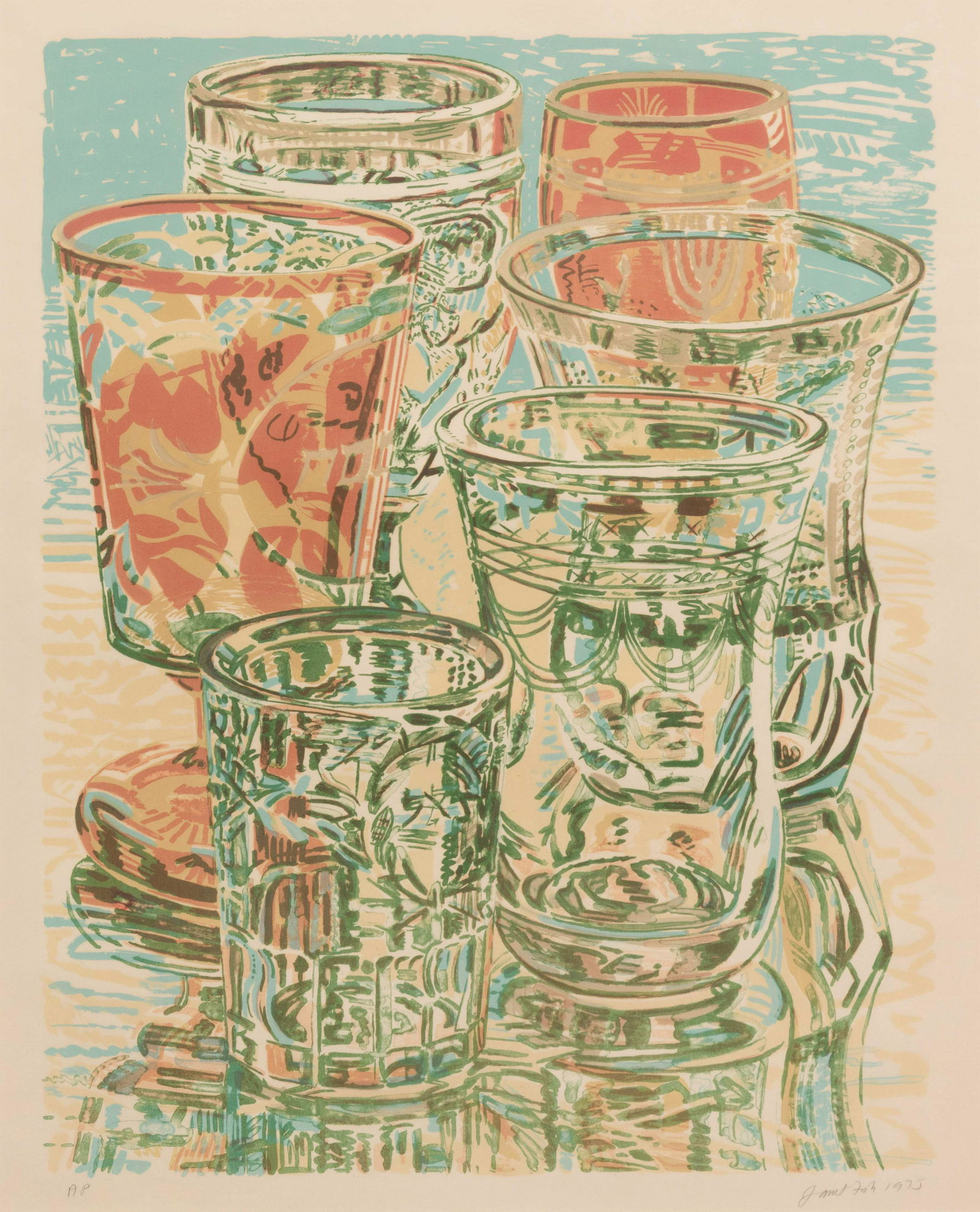 Janet Fish (American, b. 1938) Untitled (Four Glasses), (1 of 5)