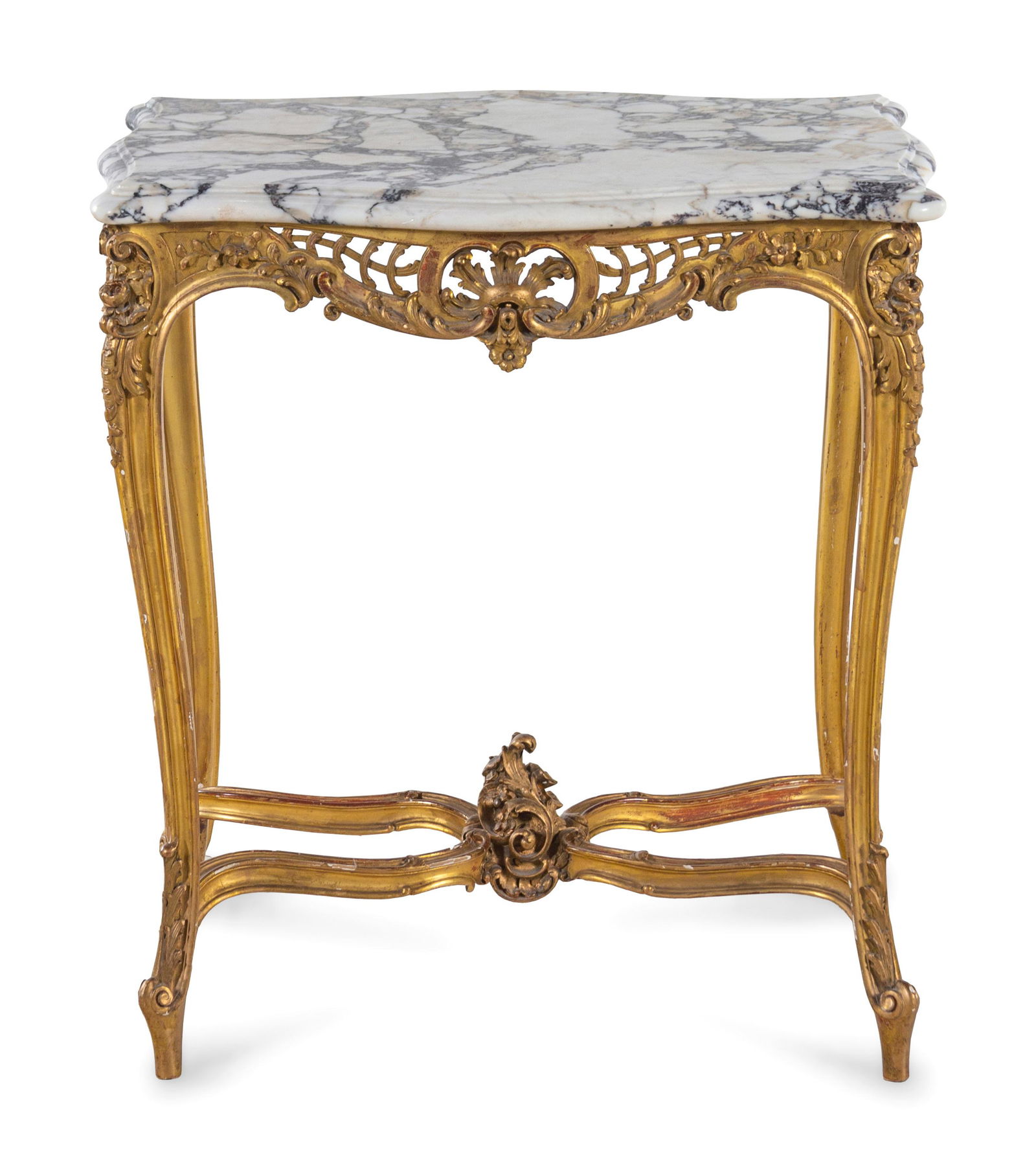 A Louis XV Style Carved Giltwood Marble-Top Table (1 of 3)