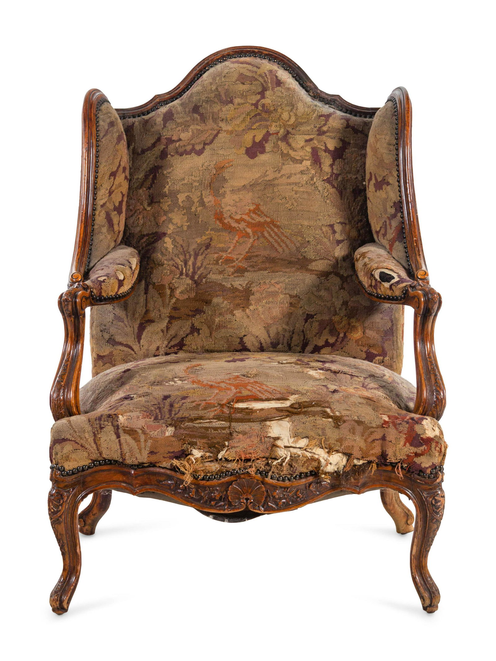 A Louis XV Style Walnut Tapestry-Upholstered Bergere (1 of 3)