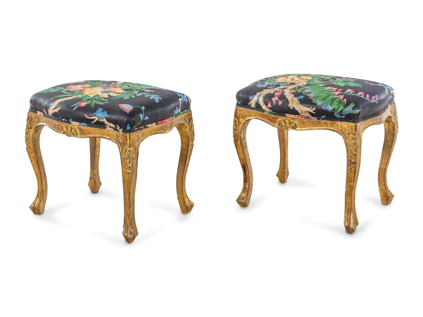 A Pair of Louis XV Style Giltwood Tabourets (1 of 3)