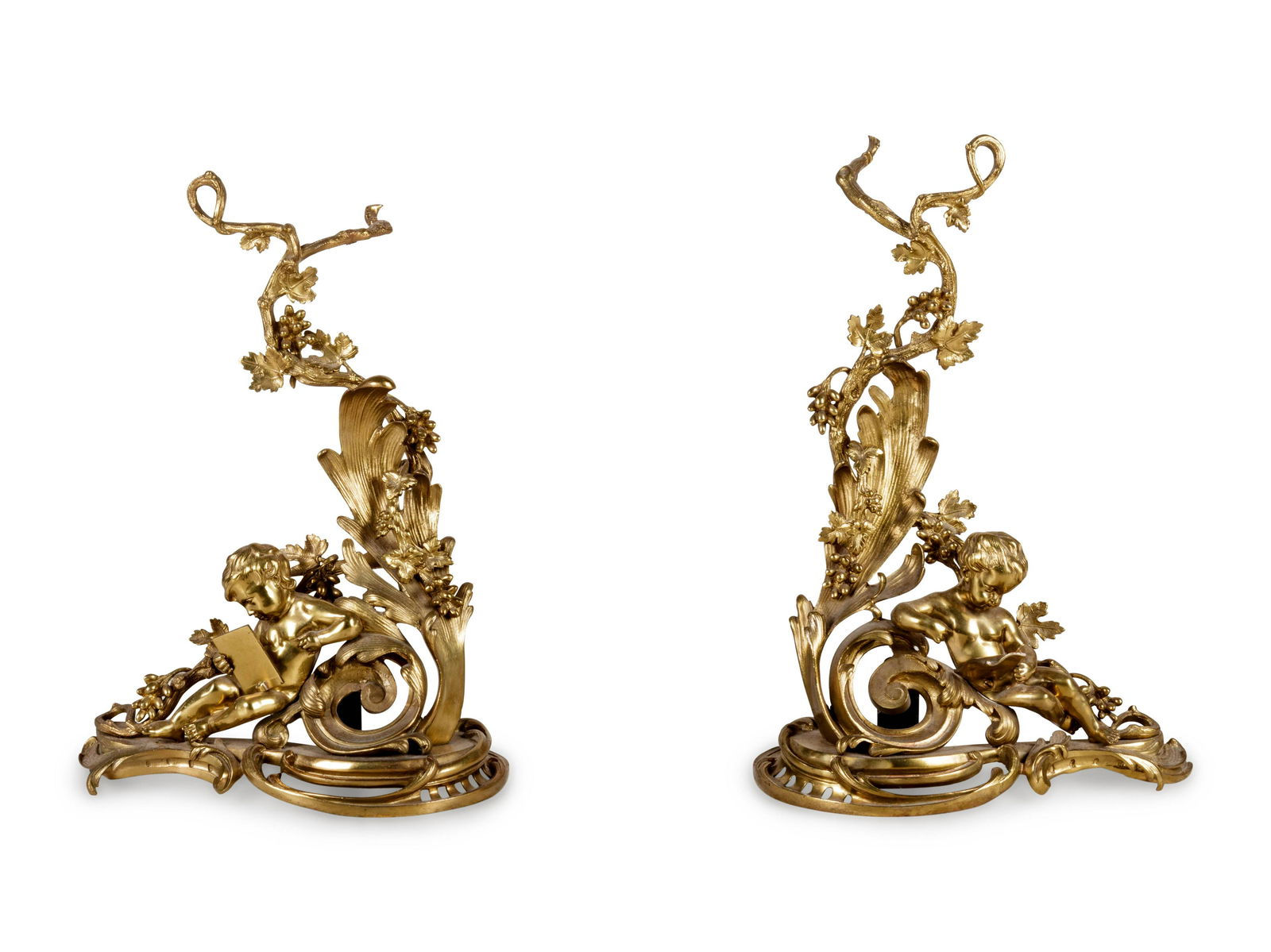 A Pair of Louis XV Style Gilt Bronze Chenets (1 of 7)