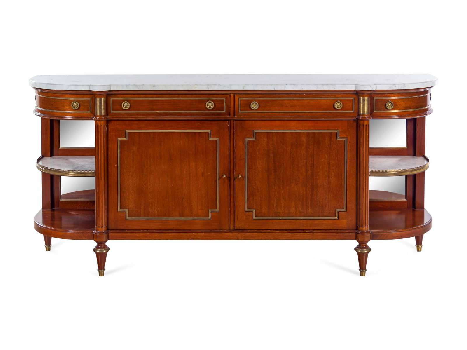 A Louis XVI Style Brass Inlaid Mahogany Marble-Top (1 of 3)