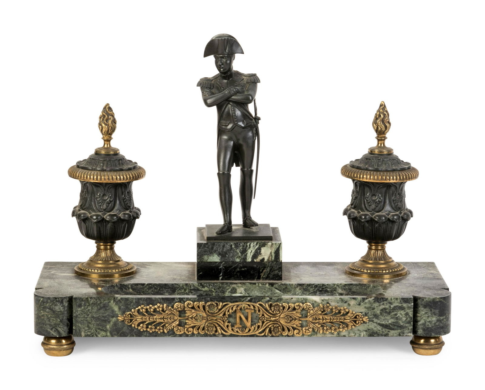 An Empire Style Gilt Bronze and Marble Figural Encrier (1 of 3)
