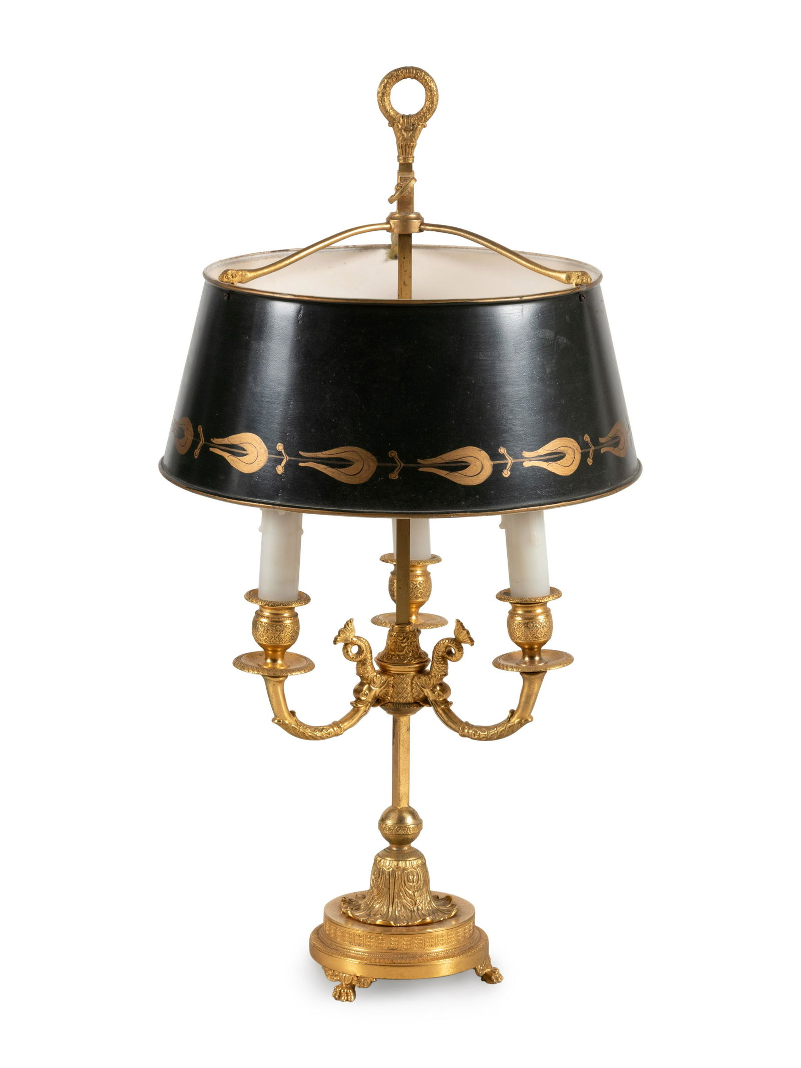 An Empire Style Gilt Metal Three-Light Bouillotte Lamp (1 of 2)