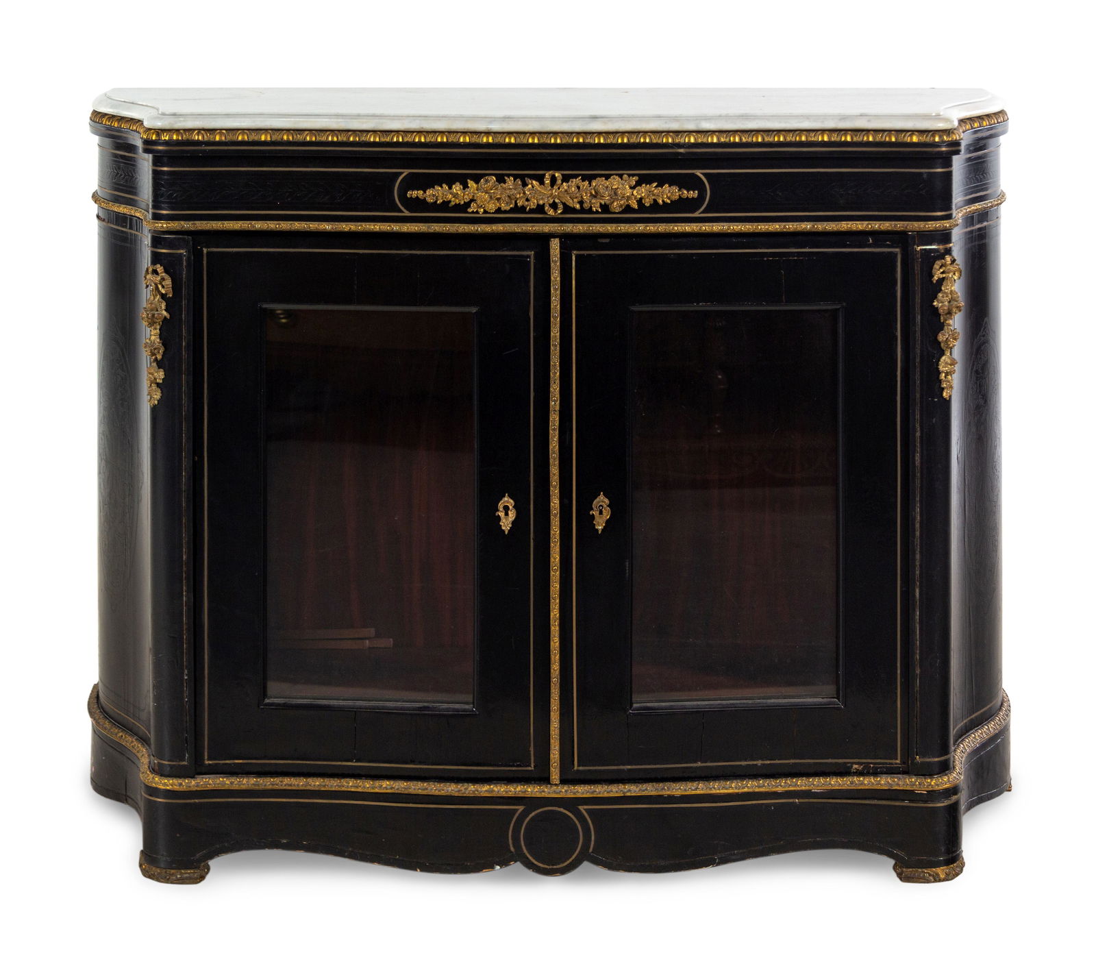 A Napoleon III Style Ebonized Marble-Top Cabinet (1 of 4)