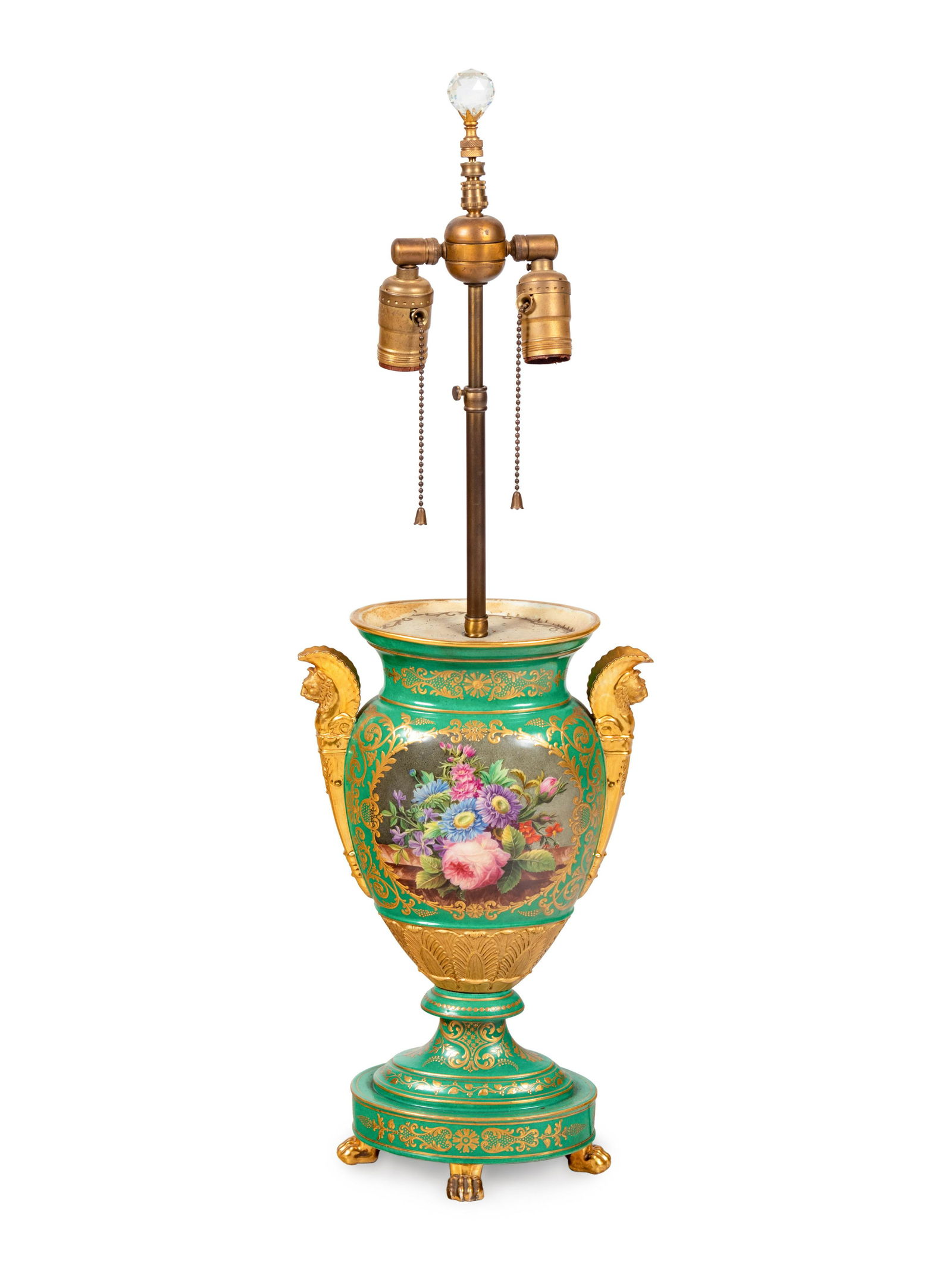 A Paris Porcelain Green Painted and Parcel Gilt Urn (1 of 4)
