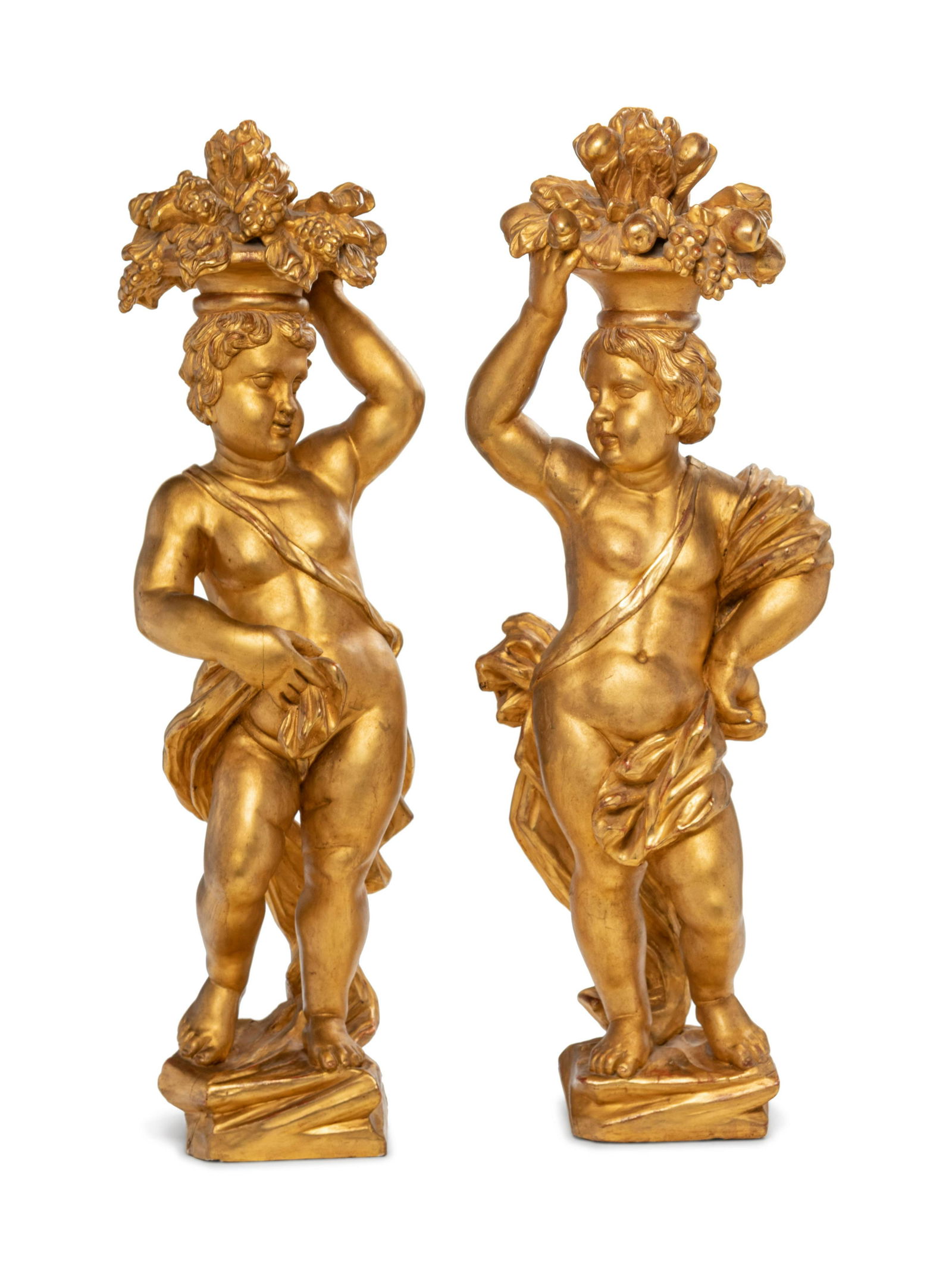 A Pair of Continental Carved Giltwood Putti Figures (1 of 2)