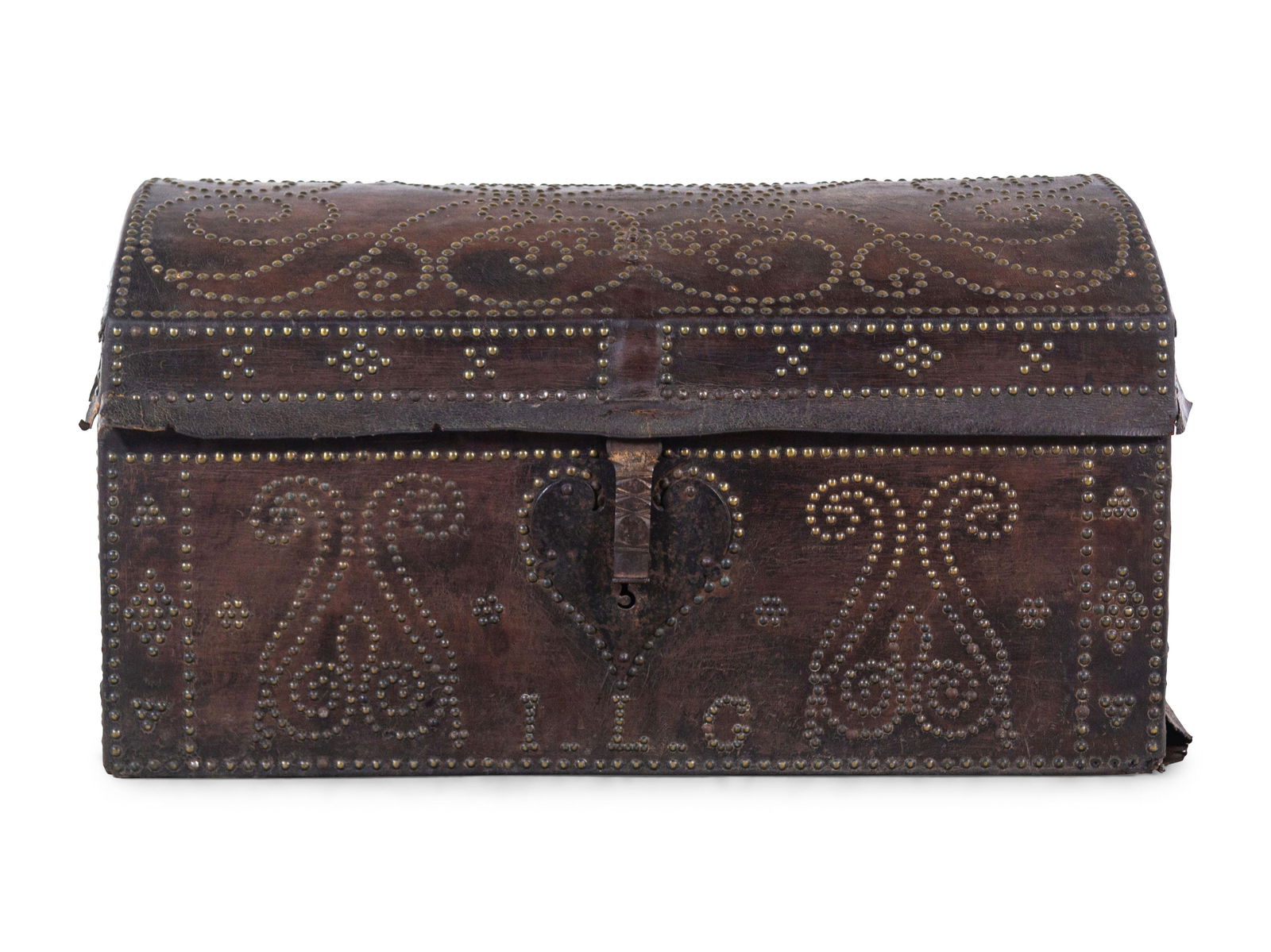A Continental Nailhead Embossed Leather Trunk (1 of 2)