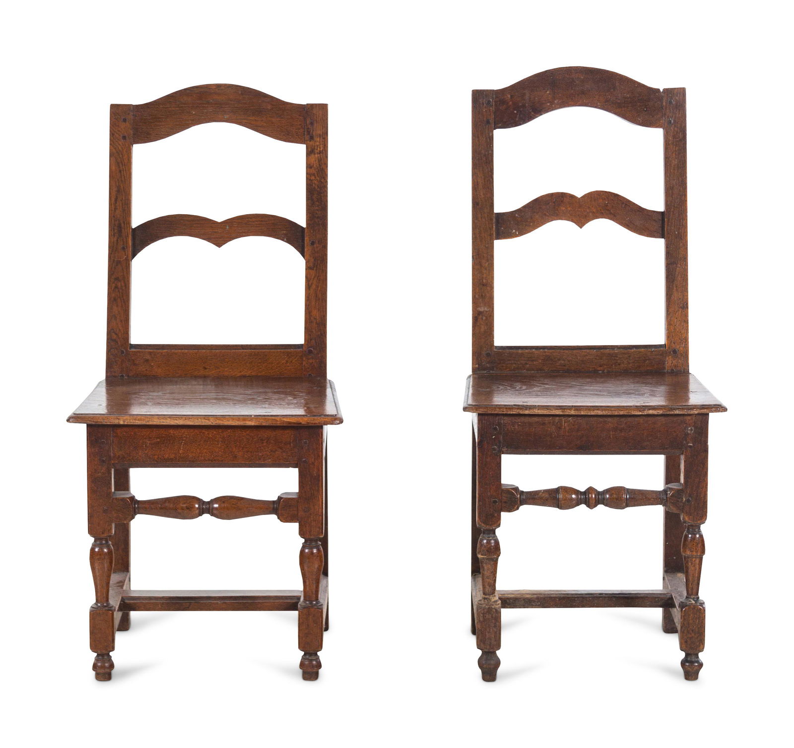 A Near Pair of Provincial Oak Chairs with Plank Seats (1 of 3)