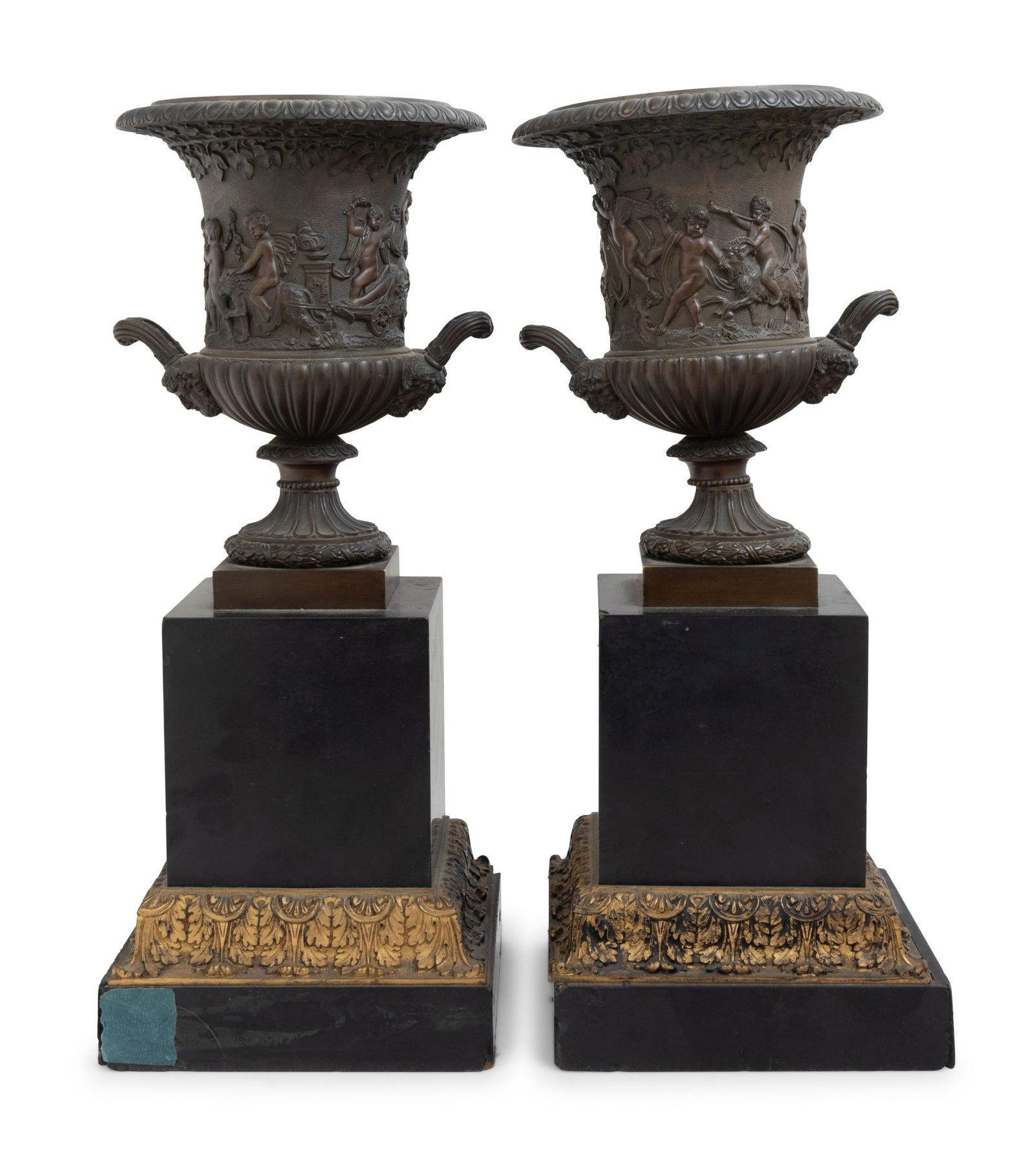 A Pair of Continental Bronze Urns with Associated (1 of 4)