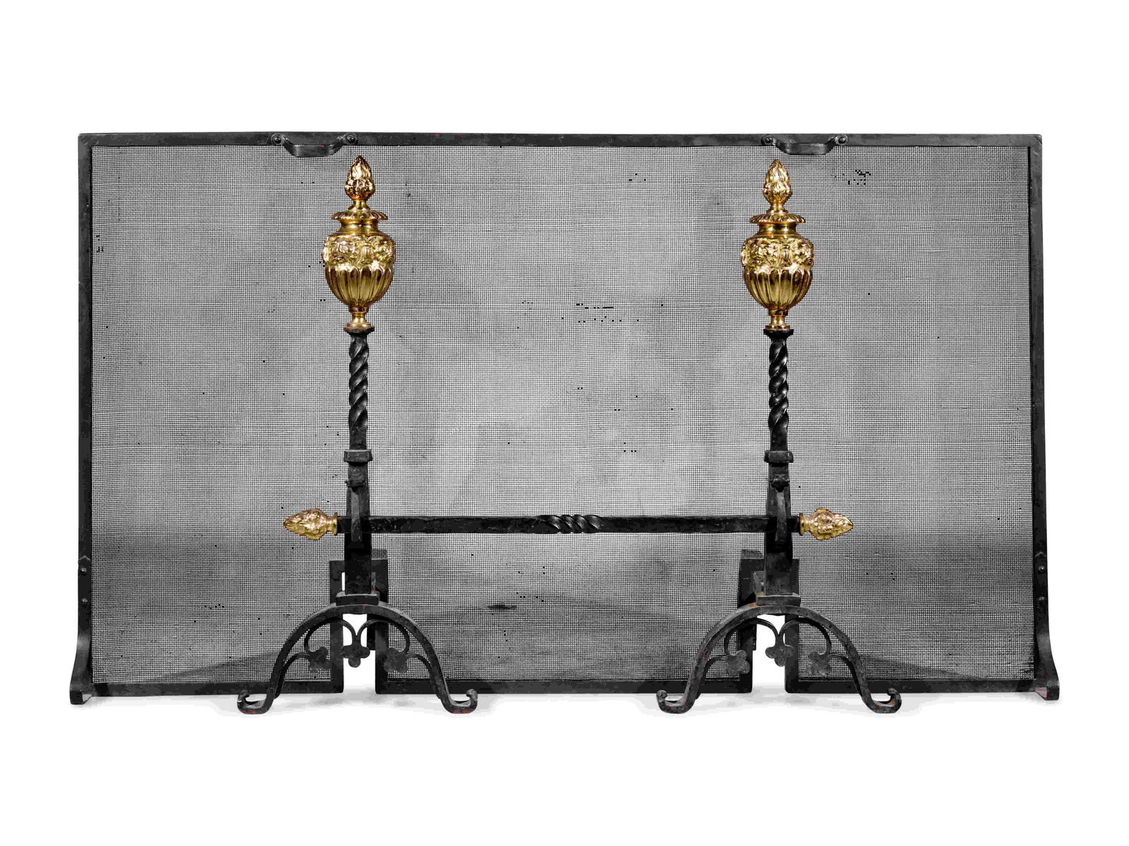A Pair of Neoclassical Style Brass and Iron Andirons (1 of 3)