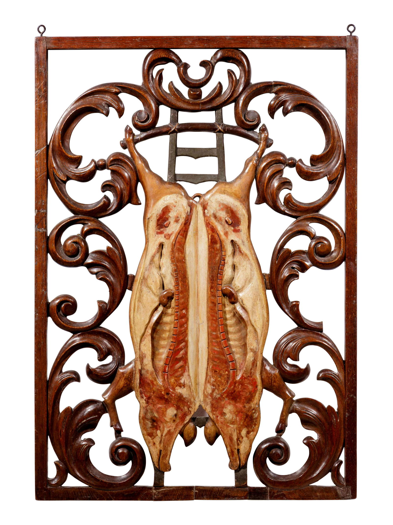 A Continental Carved and Polychrome Decorated Two Sided (1 of 3)