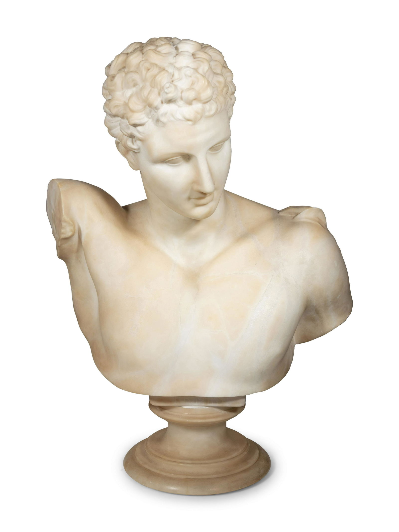 A Carved Alabaster Bust of Hermes of Praxiteles (1 of 3)