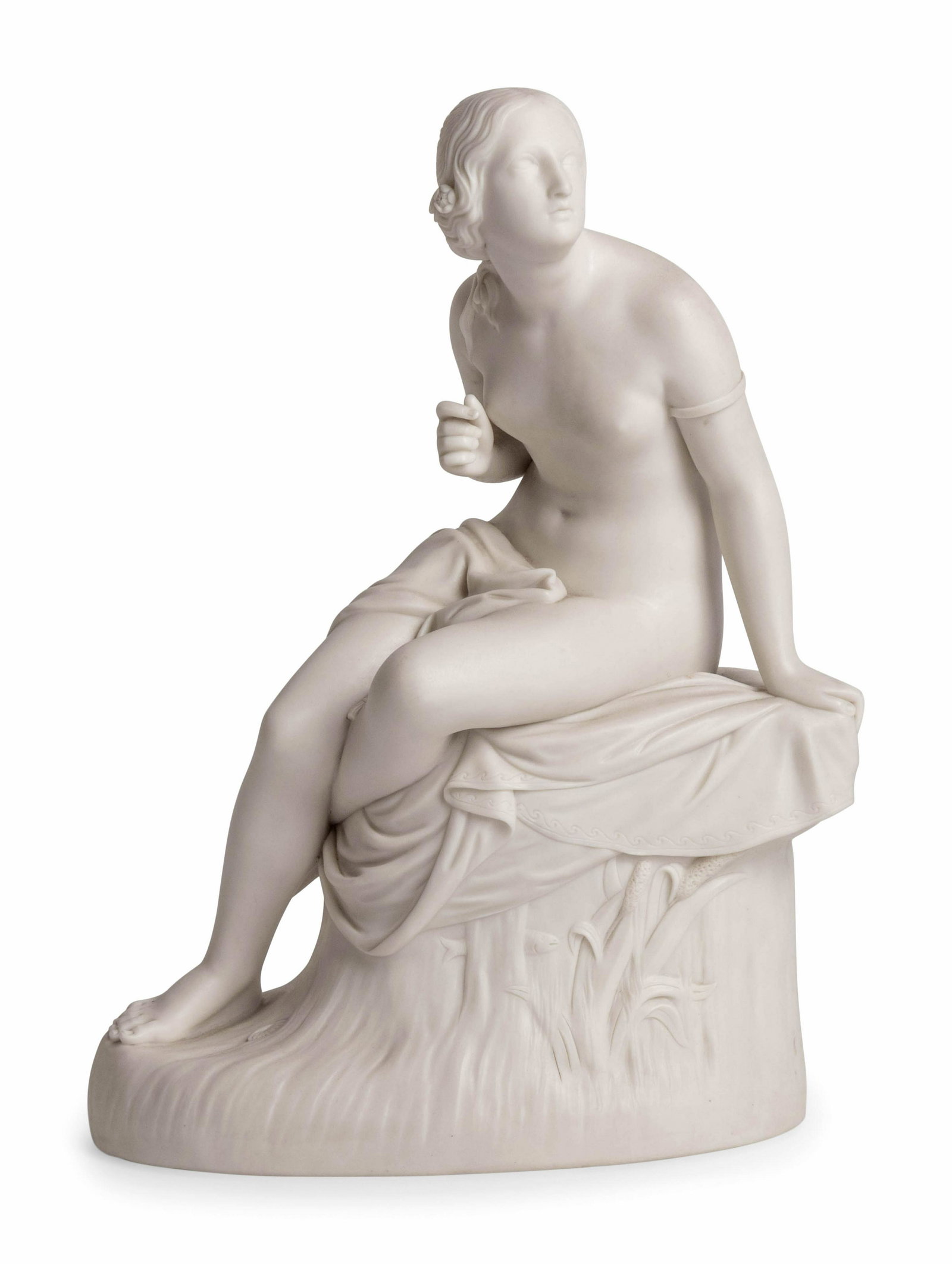 A Copeland Parianware Figure of Seated Venus: A Copeland Parianware Figure of Seated Venus Circa 1850 with impressed Copeland mark. Height 12 x width 9 x depth 4 1/2 inches. Property from the Estate of George W. Fellows, Naples, Florida