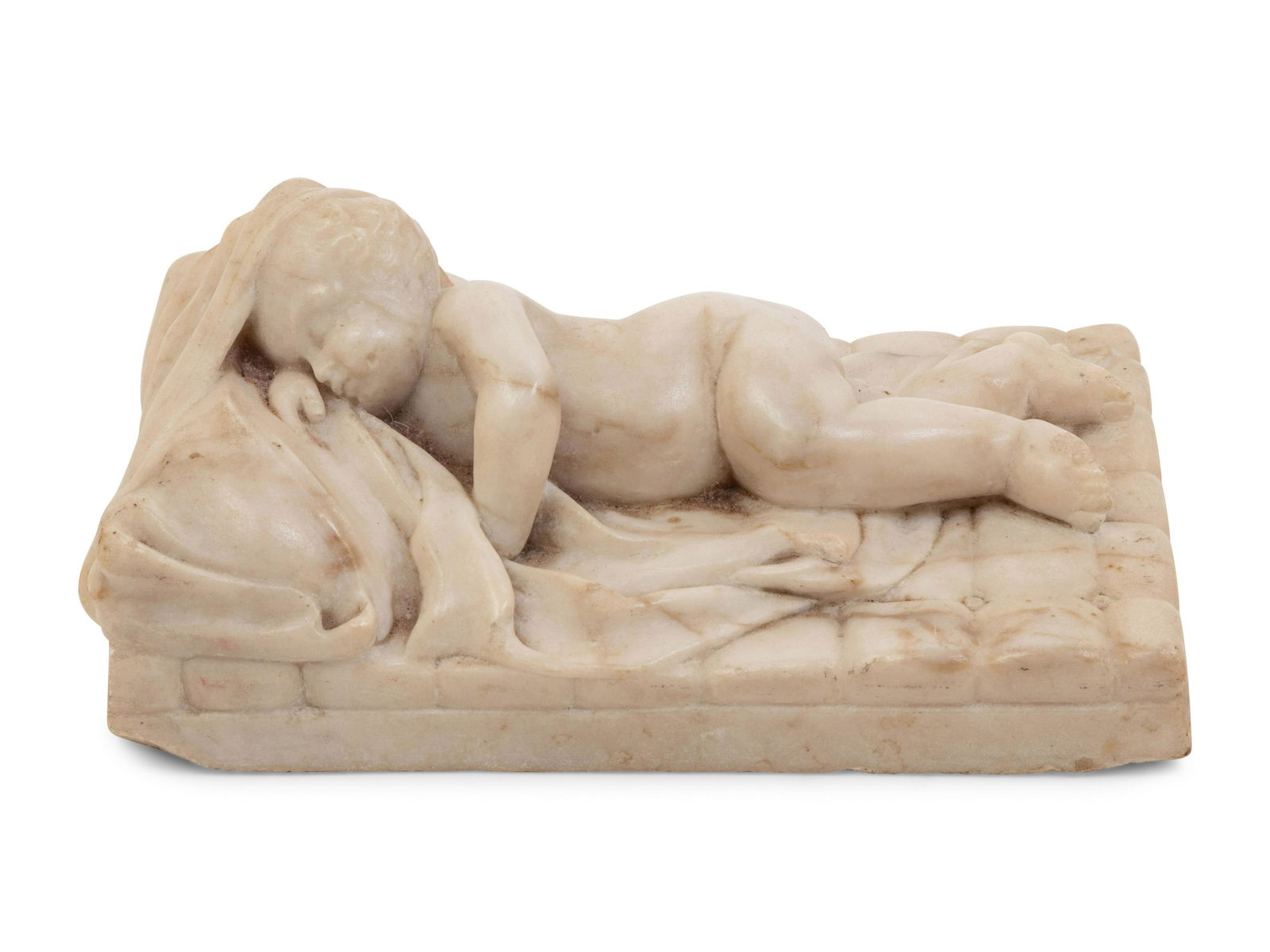 An Italian Carved Marble Figure of the Sleeping Christ (1 of 3)
