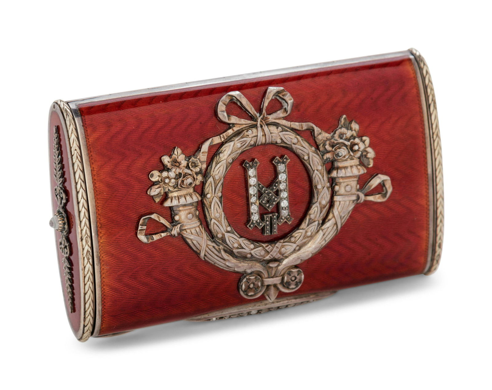 A Faberge Style Enameled Silver and Diamond Mounted (1 of 3)