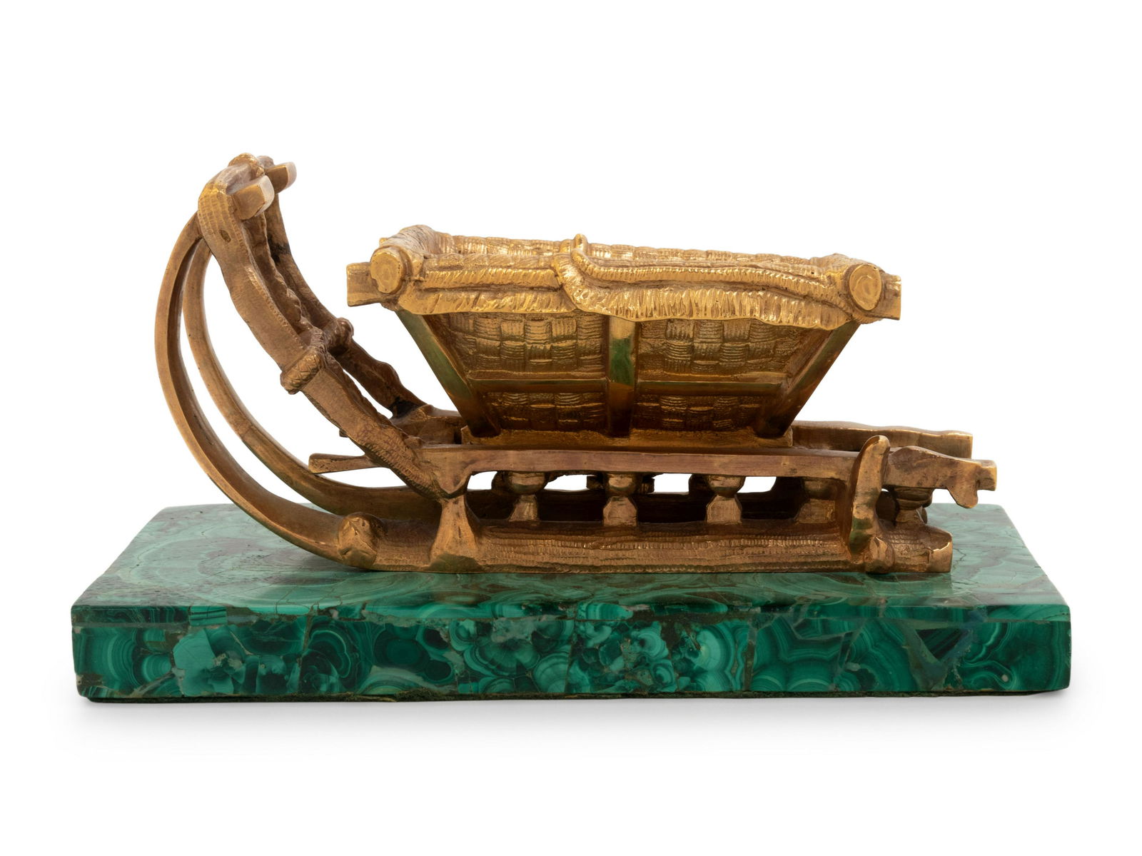 A Russian Malachite and Gilt Bronze Model of a Sleigh (1 of 3)