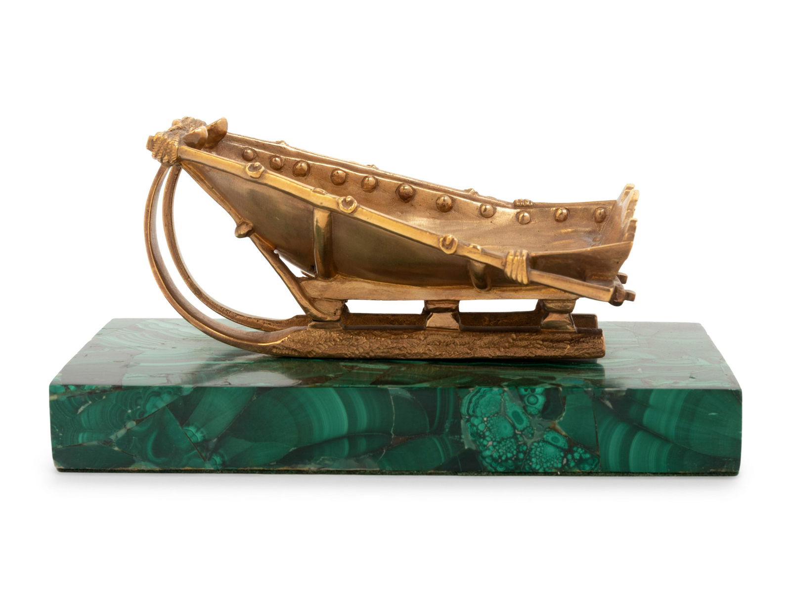 A Russian Malachite and Gilt Bronze Model of a Sleigh (1 of 2)