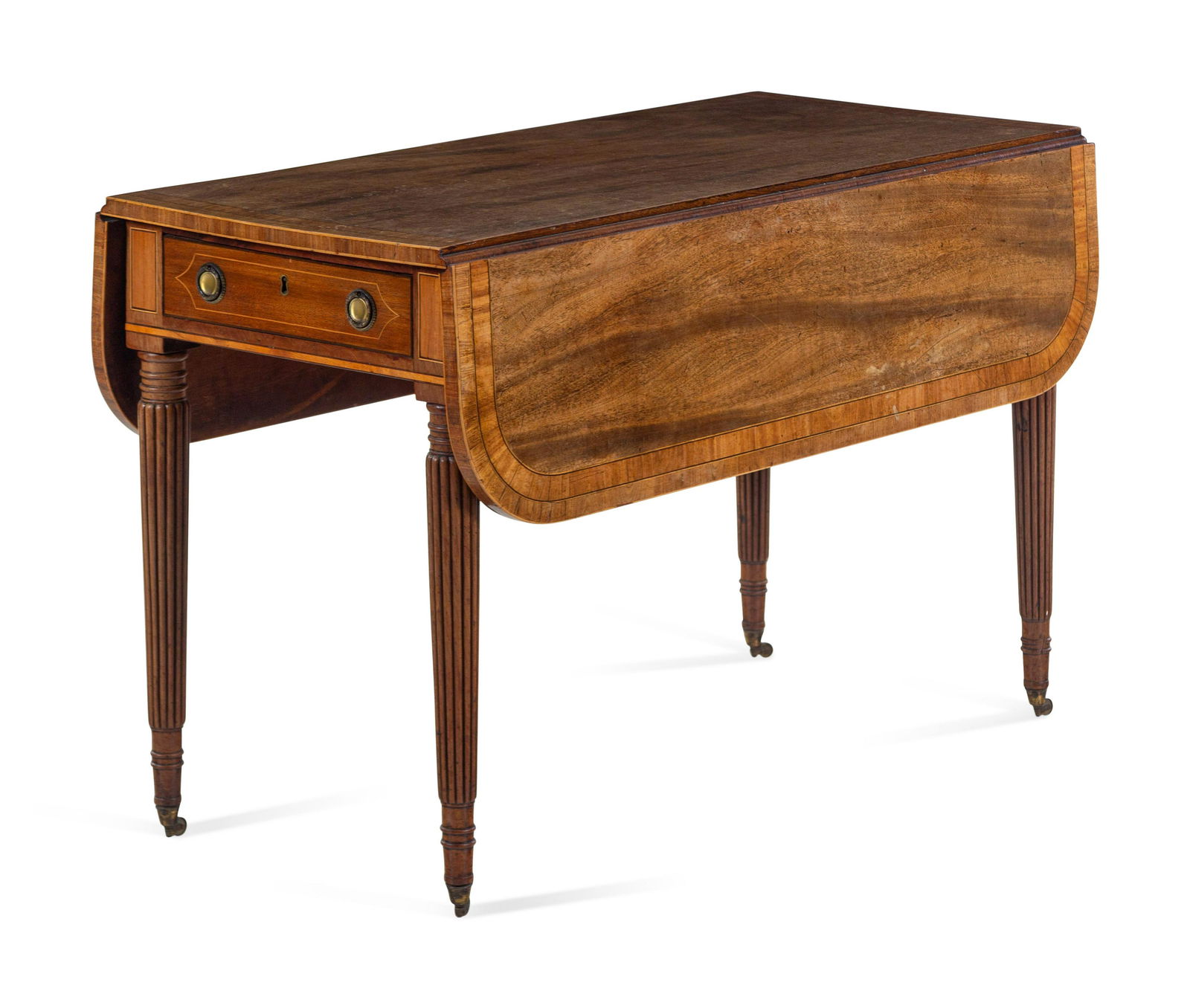 A George III Satinwood Banded Mahogany Drop-Leaf Table (1 of 2)