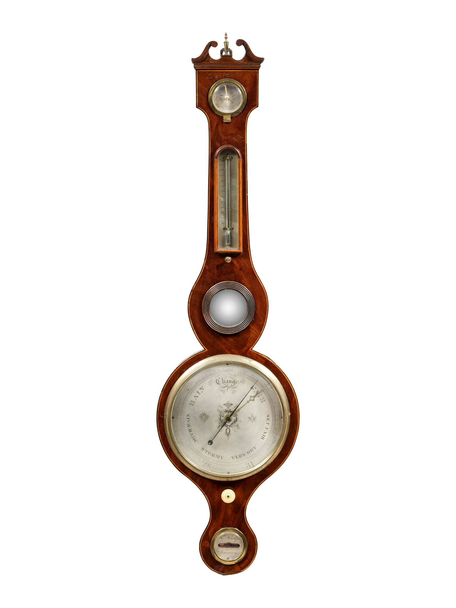 A Regency Brass Mounted Mahogany Banjo Barometer by (1 of 5)