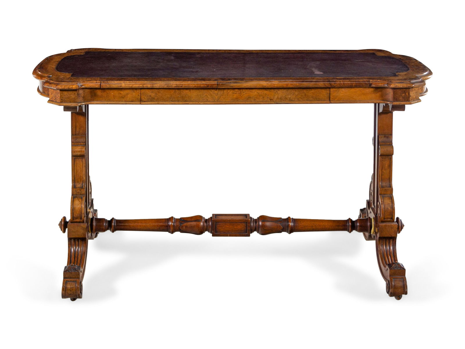 An Early Victorian Burl Walnut Library Table (1 of 3)