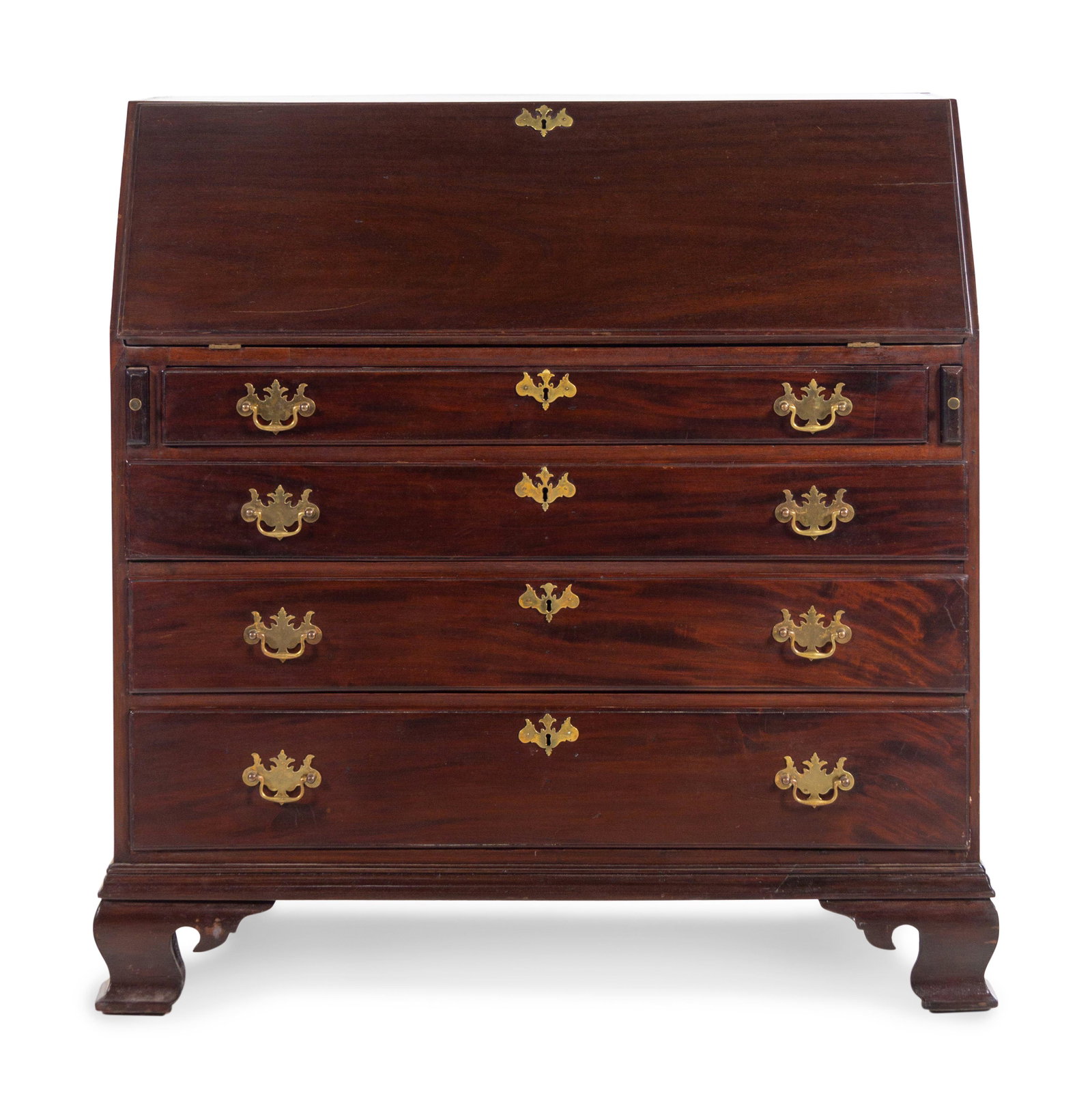 A Chippendale Mahogany Slant-Front Desk: A Chippendale Mahogany Slant-Front Desk Late 18th Century Height 43 3/4 x width 43 1/2 x 21 3/4 inches.