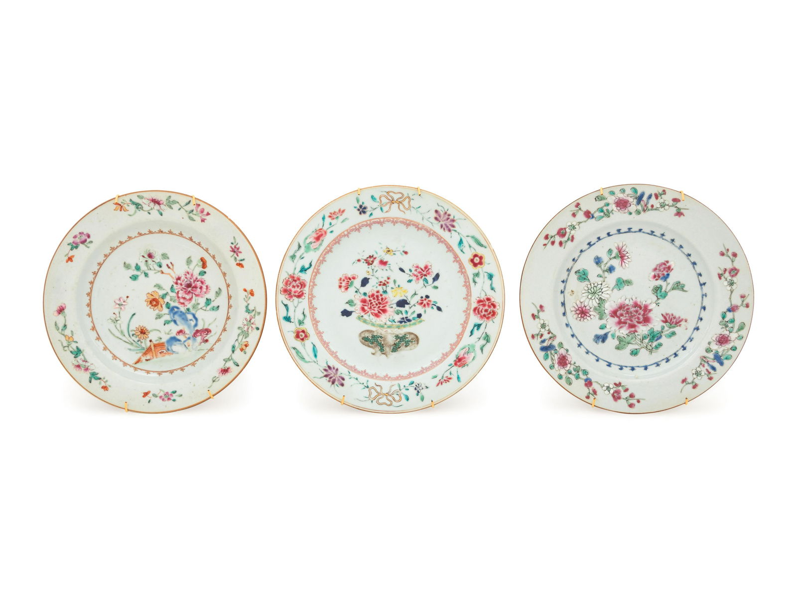 Three Chinese Export Famille Rose Porcelain Plates (1 of 5)