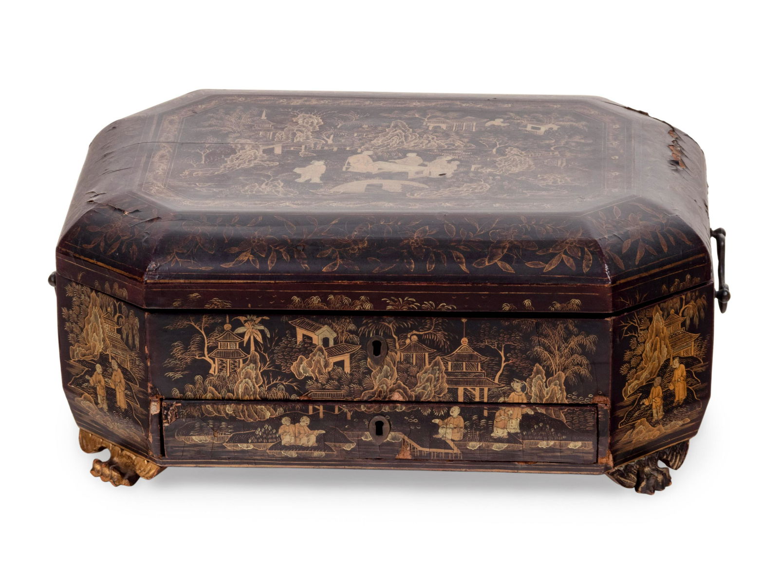 A Chinese Export Parcel Gilt and Black Lacquer (1 of 3)