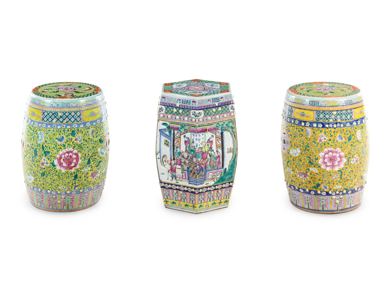 A Pair of Chinese Export Famille Jaune Porcelain Garden (1 of 2)