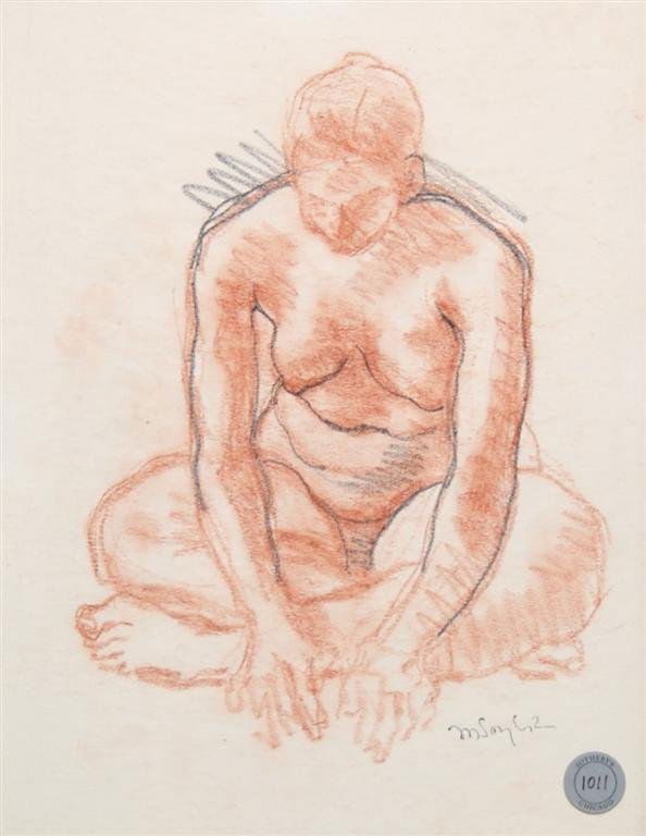 Moses Soyer, (Russian/American, 1899-1974), Nude: Moses Soyer (Russian/American, 1899-1974) Nude crayon signed M Soyer" (lower right) 13 1/2 x 10 1/2 inches."