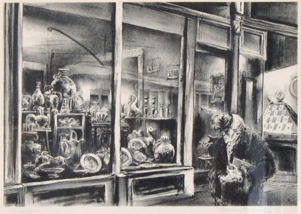 Aaron Bohrod, (American, 1907-1992), Antiques: Aaron Bohrod (American, 1907-1992) Antiques lithograph signed (lower right) 9 1/8 x 13 1/8 inches.