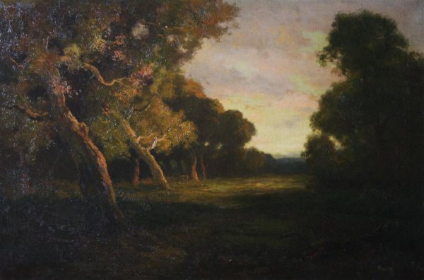 Robert Crannell Minor, (American, 1840-1904), Forest at: Robert Crannell Minor (American, 1840-1904) Forest at Dusk oil on canvas signed (lower right) 19 1/2 x 29 1/2 inches.
