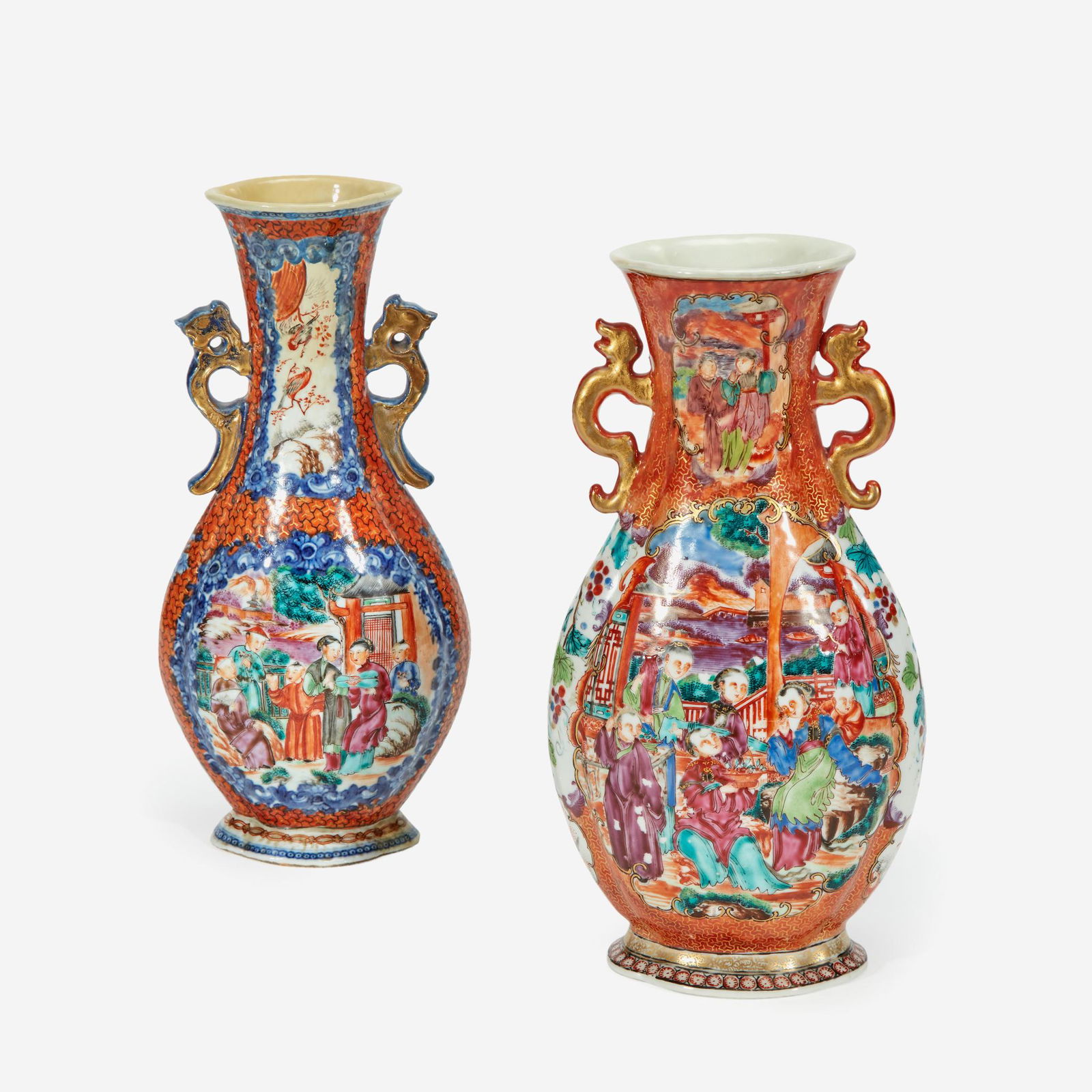 Two Chinese Export Rose Mandarin Vases, 19th century (1 of 2)
