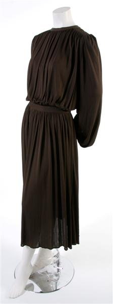 A Yves Saint Laurent Brown Jersey Dress.: A Yves Saint Laurent Brown Jersey Dress. Labeled: Saint Laurent.