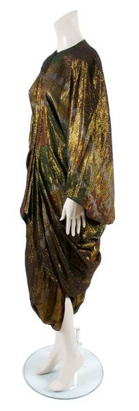 A Norma Kamali Multicolor Lame Cocoon Blouse and H: A Norma Kamali Multicolor Lame Cocoon Blouse and Harem Pants, blouse with hook and eye closure at waist, pants with drawstrings waist. Labeled: OMO Norma Kamali.