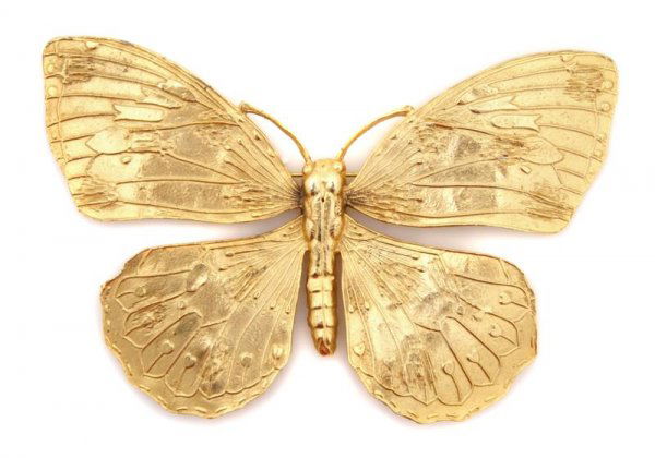 An Alexis Kirk Large Goldtone Butterfly Pin,: An Alexis Kirk Large Goldtone Butterfly Pin, 1980s. Stamped: Alexis Kirk.