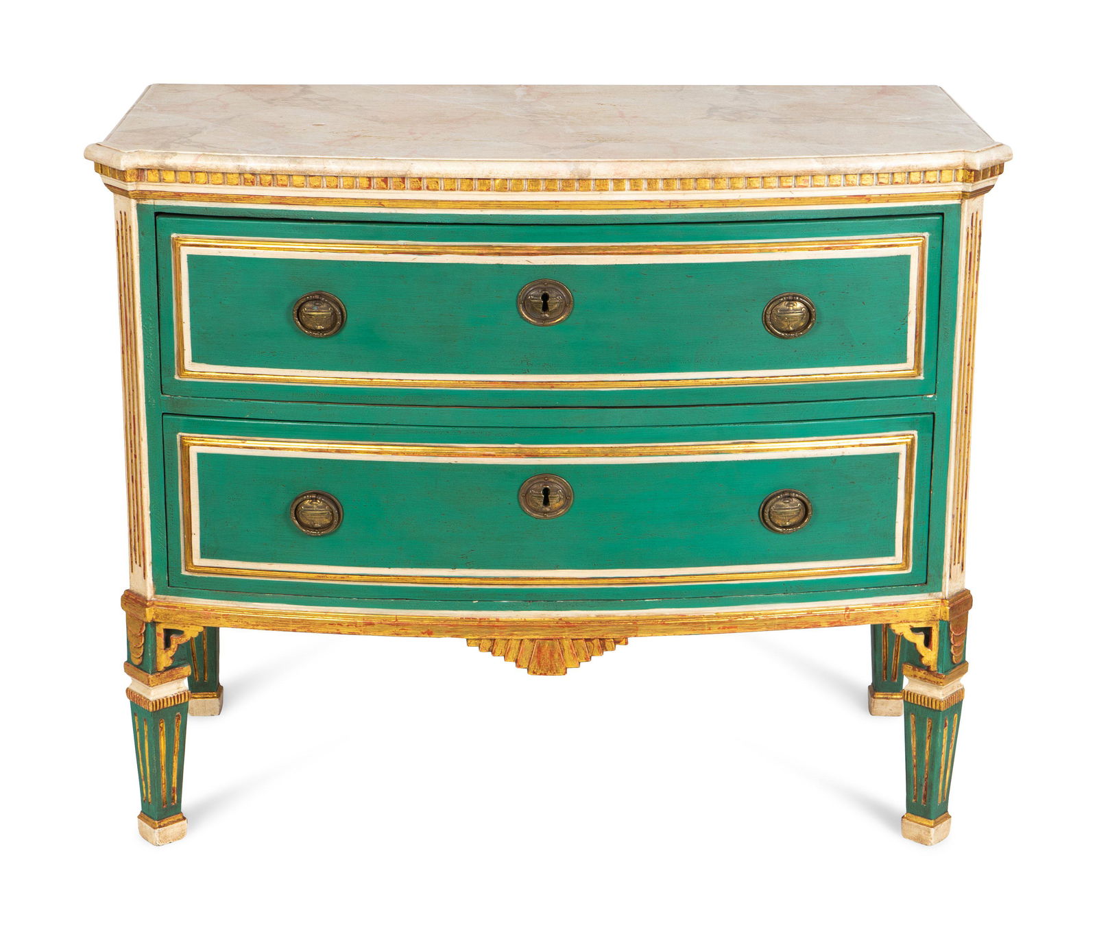 A Louis XVI Style Parcel-Gilt and Painted Bow-Front (1 of 1)